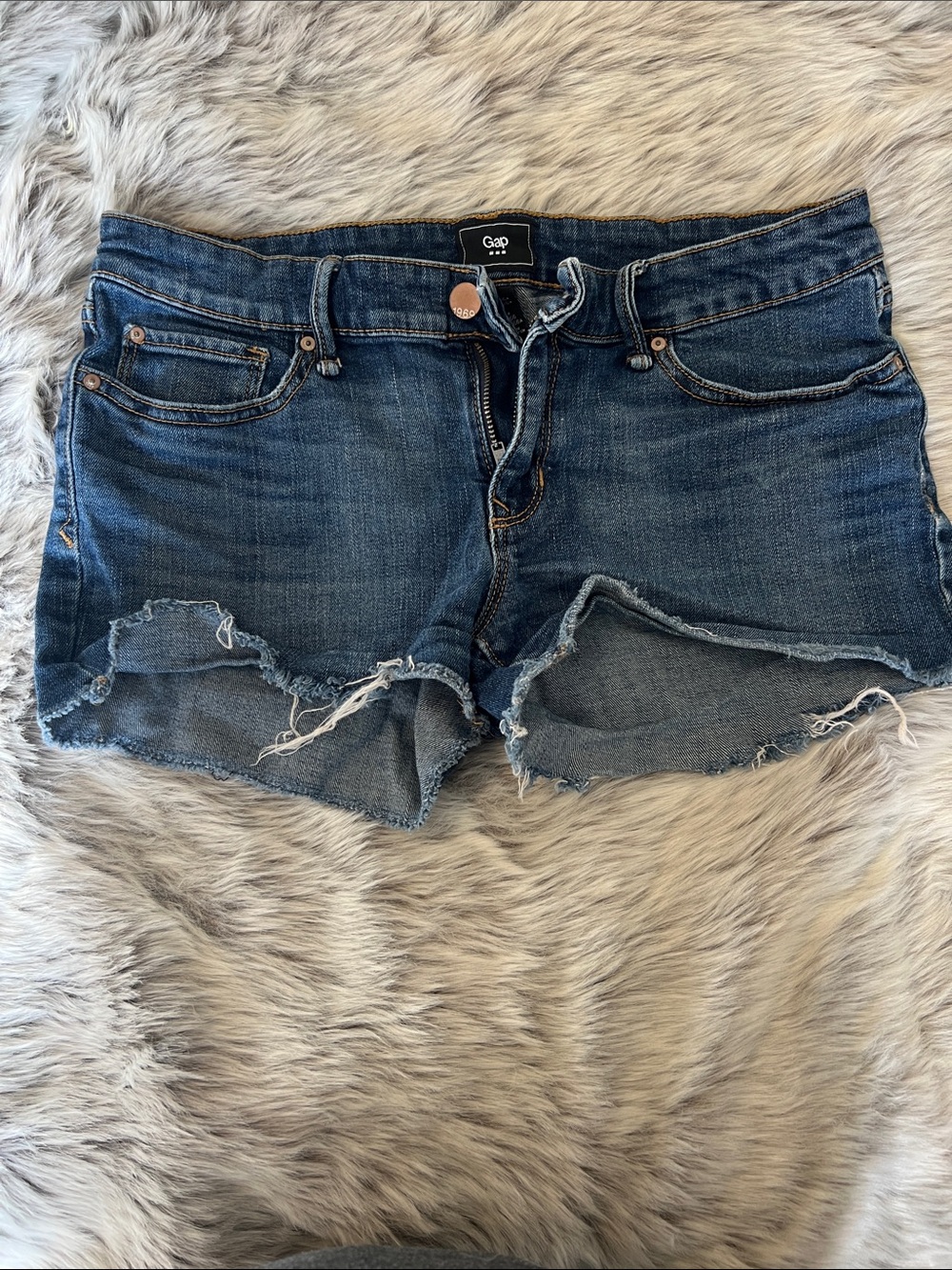 GAP Dark Blue Distressed Denim Cutoff Shorts